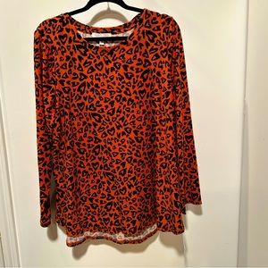 NEW Planet Gold - Women’s Top - Size 2X - Rust Orange leopard print